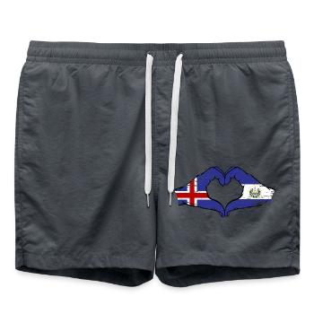 Islande El Salvador Drapeau Mains Coeur Forme Utilisé - Short de bain - charbon - Devant - AI Model Male 185 light (185cm)