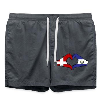 Denmark El Salvador Flag Hands Heart Shape - Swim Trunks - anthracite - Front - AI Model Male 185 light (185cm)