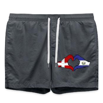 Danemark El Salvador drapeau mains forme de coeur utilisé - Short de bain - charbon - Devant - AI Model Male 185 light (185cm)