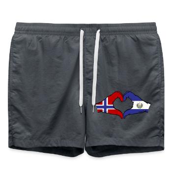 Norway El Salvador Flag Hands Heart Shape - Swim Trunks - anthracite - Front - AI Model Male 185 light (185cm)