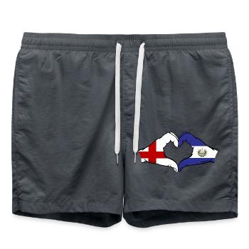 England El Salvador Flagge Hände Herzform - Badeshorts - Anthrazit - Vorne - AI Model Male 185 light (185cm)