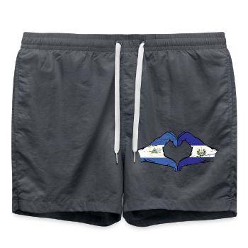 Nicaragua El Salvador Flagge Hände Herzform used - Badeshorts - Anthrazit - Vorne - AI Model Male 185 light (185cm)