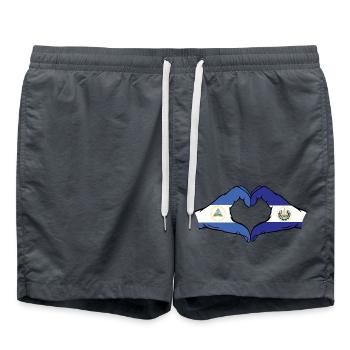 Nicaragua El Salvador Flagge Hände Herzform - Badeshorts - Anthrazit - Vorne - AI Model Male 185 light (185cm)
