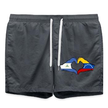Nicaragua Venezuela Flag Hands Heart Shape - Swim Trunks - anthracite - Front - AI Model Male 185 light (185cm)
