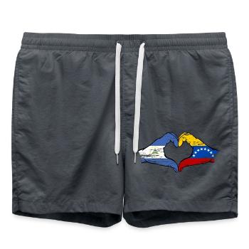 Nicaragua Venezuela flag hands heart shape used - Swim Trunks - anthracite - Front - AI Model Male 185 light (185cm)