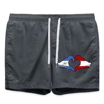 Nicaragua Austria Flag Hands Heart Shape Used - Swim Trunks - anthracite - Front - AI Model Male 185 light (185cm)