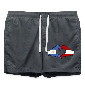 Nicaragua Österreich Flagge Hände Herzform - Badeshorts - Anthrazit - Vorne - AI Model Male 185 light (185cm)