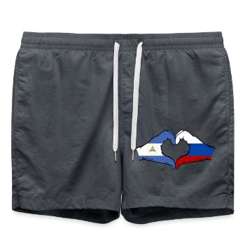 Nicaragua Russland Flagge Hände Herzform - Badeshorts - Anthrazit - Vorne - AI Model Male 185 light (185cm)