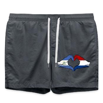 Nicaragua Holland Flagge Hände Herzform used - Badeshorts - Anthrazit - Vorne - AI Model Male 185 light (185cm)
