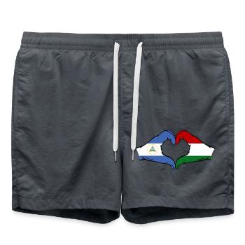 Nicaragua Ungarn Flagge Hände Herzform - Badeshorts - Anthrazit - Vorne - AI Model Male 185 light (185cm)