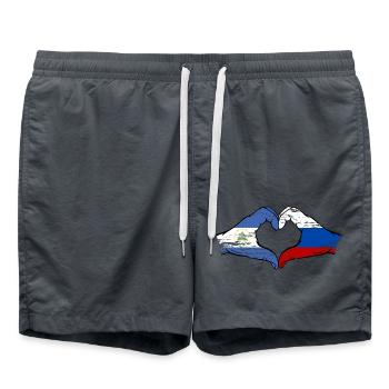 Nicaragua Russia Flag Hands Heart Shape Used - Swim Trunks - anthracite - Front - AI Model Male 185 light (185cm)
