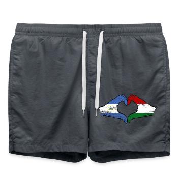Nicaragua Hongrie drapeau mains forme de coeur utilisé - Short de bain - charbon - Devant - AI Model Male 185 light (185cm)