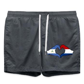Nicaragua Holland Flagge Hände Herzform - Badeshorts - Anthrazit - Vorne - AI Model Male 185 light (185cm)