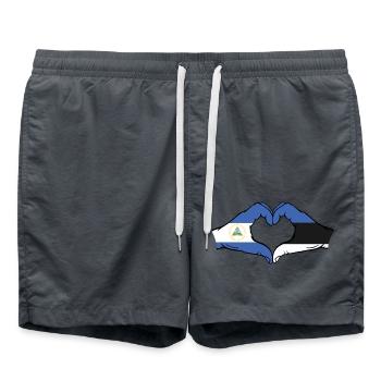 Nicaragua Estland Flagge Hände Herzform - Badeshorts - Anthrazit - Vorne - AI Model Male 185 light (185cm)