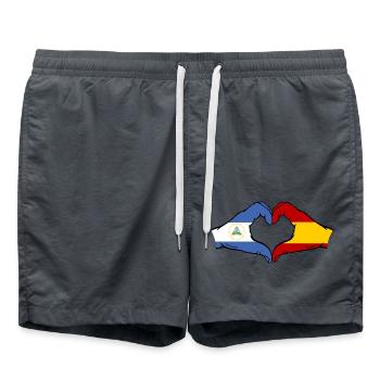Nicaragua Spanien Flagge Hände Herzform - Badeshorts - Anthrazit - Vorne - AI Model Male 185 light (185cm)