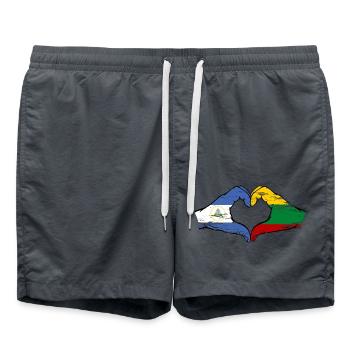 Nicaragua Lithuania flag hands heart shape used - Swim Trunks - anthracite - Front - AI Model Male 185 light (185cm)