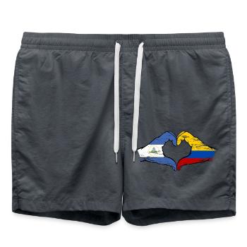 Nicaragua Colombia Flag Hands Heart Shape Used - Swim Trunks - anthracite - Front - AI Model Male 185 light (185cm)