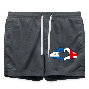 Nicaragua England Flagge Hände Herzform - Badeshorts - Anthrazit - Vorne - AI Model Male 185 light (185cm)