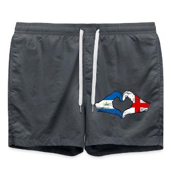 Nicaragua Angleterre drapeau mains forme de coeur utilisé - Short de bain - charbon - Devant - AI Model Male 185 light (185cm)