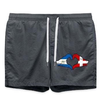 Nicaragua Denmark flag hands heart shape used - Swim Trunks - anthracite - Front - AI Model Male 185 light (185cm)