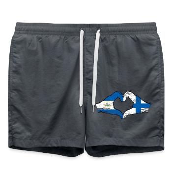Nicaragua Finland flag hands heart shape used - Swim Trunks - anthracite - Front - AI Model Male 185 light (185cm)