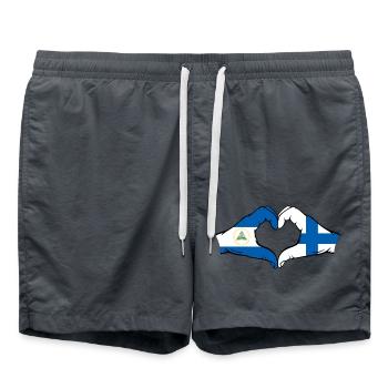 Nicaragua Finlande Drapeau Mains Coeur Forme - Short de bain - charbon - Devant - AI Model Male 185 light (185cm)