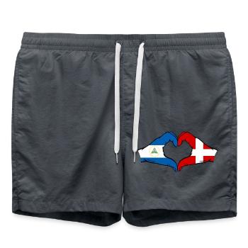 Nicaragua Dänemark Flagge Hände Herzform - Badeshorts - Anthrazit - Vorne - AI Model Male 185 light (185cm)