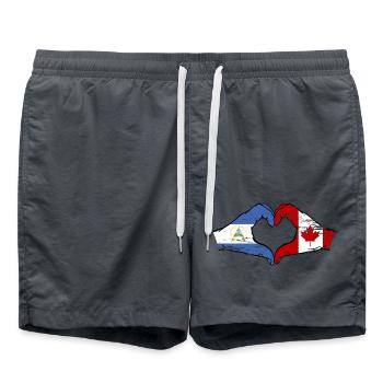 Nicaragua Canada drapeau mains forme de coeur utilisé - Short de bain - charbon - Devant - AI Model Male 185 light (185cm)