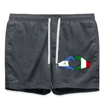 Nicaragua Italien Flagge Hände Herzform - Badeshorts - Anthrazit - Vorne - AI Model Male 185 light (185cm)