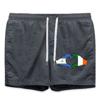Nicaragua Ireland Flag Hands Heart Shape - Swim Trunks - anthracite - Front - AI Model Male 185 light (185cm)