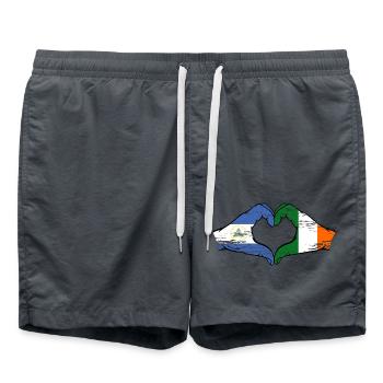 Nicaragua Ireland flag hands heart shape used - Swim Trunks - anthracite - Front - AI Model Male 185 light (185cm)