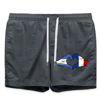 Nicaragua France flag hands heart shape used - Swim Trunks - anthracite - Front - AI Model Male 185 light (185cm)