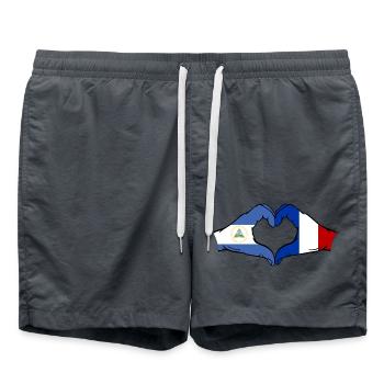 Nicaragua Frankreich Flagge Hände Herzform - Badeshorts - Anthrazit - Vorne - AI Model Male 185 light (185cm)