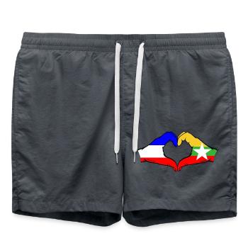 Holland Myanmar Flag Hands Heart Shape - Swim Trunks - anthracite - Front - AI Model Male 185 light (185cm)