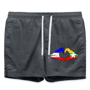 Holland Myanmar flag hands heart shape used - Swim Trunks - anthracite - Front - AI Model Male 185 light (185cm)