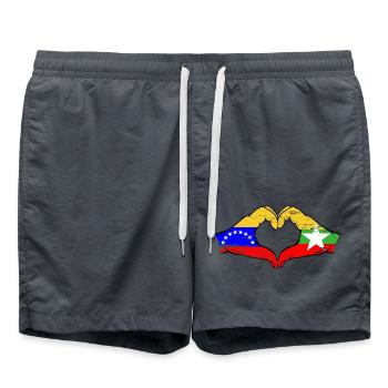 Venezuela Myanmar flag hands heart shape used - Swim Trunks - anthracite - Front - AI Model Male 185 light (185cm)