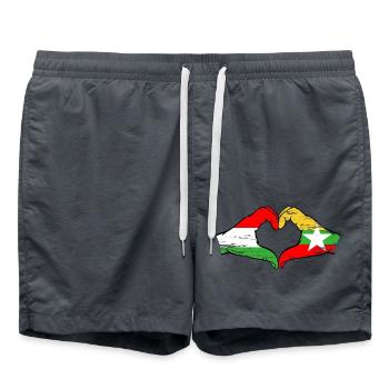 Hungary Myanmar flag hands heart shape used - Swim Trunks - anthracite - Front - AI Model Male 185 light (185cm)