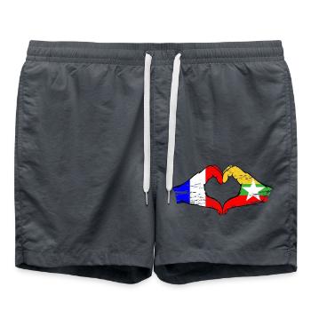 France Myanmar flag hands heart shape used - Swim Trunks - anthracite - Front - AI Model Male 185 light (185cm)