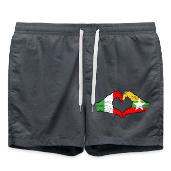 Italy Myanmar flag hands heart shape used - Swim Trunks - anthracite - Front - AI Model Male 185 light (185cm)