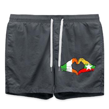 Ireland Myanmar flag hands heart shape used - Swim Trunks - anthracite - Front - AI Model Male 185 light (185cm)