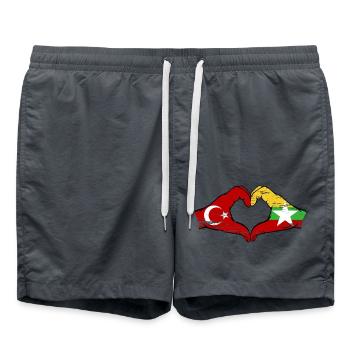 Turkey Myanmar flag hands heart shape used - Swim Trunks - anthracite - Front - AI Model Male 185 light (185cm)