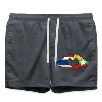 Thailand Myanmar flag hands heart shape used - Swim Trunks - anthracite - Front - AI Model Male 185 light (185cm)