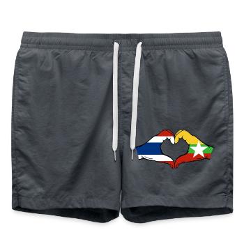 Thailand Myanmar Flagge Hände Herzform - Badeshorts - Anthrazit - Vorne - AI Model Male 185 light (185cm)