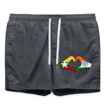 Myanmar Indien Flagge Hände Herzform used - Badeshorts - Anthrazit - Vorne - AI Model Male 185 light (185cm)