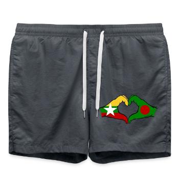 Myanmar Bangladesh Flag Hands Heart Shape - Swim Trunks - anthracite - Front - AI Model Male 185 light (185cm)