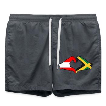 Autriche Jamaïque Drapeau Mains Coeur Forme - Short de bain - charbon - Devant - AI Model Male 185 light (185cm)