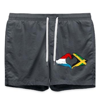 Luxembourg Drapeau de la Jamaïque mains forme de coeur utilisé - Short de bain - charbon - Devant - AI Model Male 185 light (185cm)