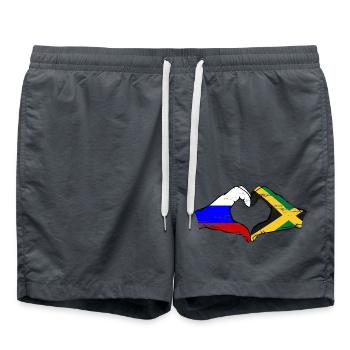 Russia Jamaica flag hands heart shape used - Swim Trunks - anthracite - Front - AI Model Male 185 light (185cm)