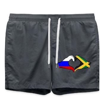 Russie Jamaïque Drapeau Mains Coeur Forme - Short de bain - charbon - Devant - AI Model Male 185 light (185cm)
