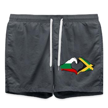 Bulgarie Jamaïque Drapeau Mains Coeur Forme - Short de bain - charbon - Devant - AI Model Male 185 light (185cm)